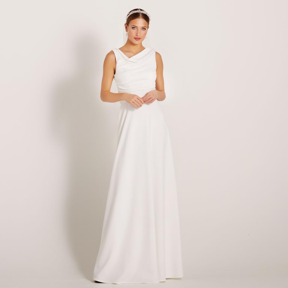 A-linie Brautkleid mit Wasserfallausschnitt