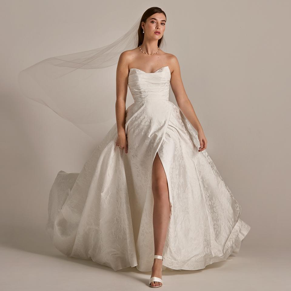 Cat eye brocade wedding gown by LILLY