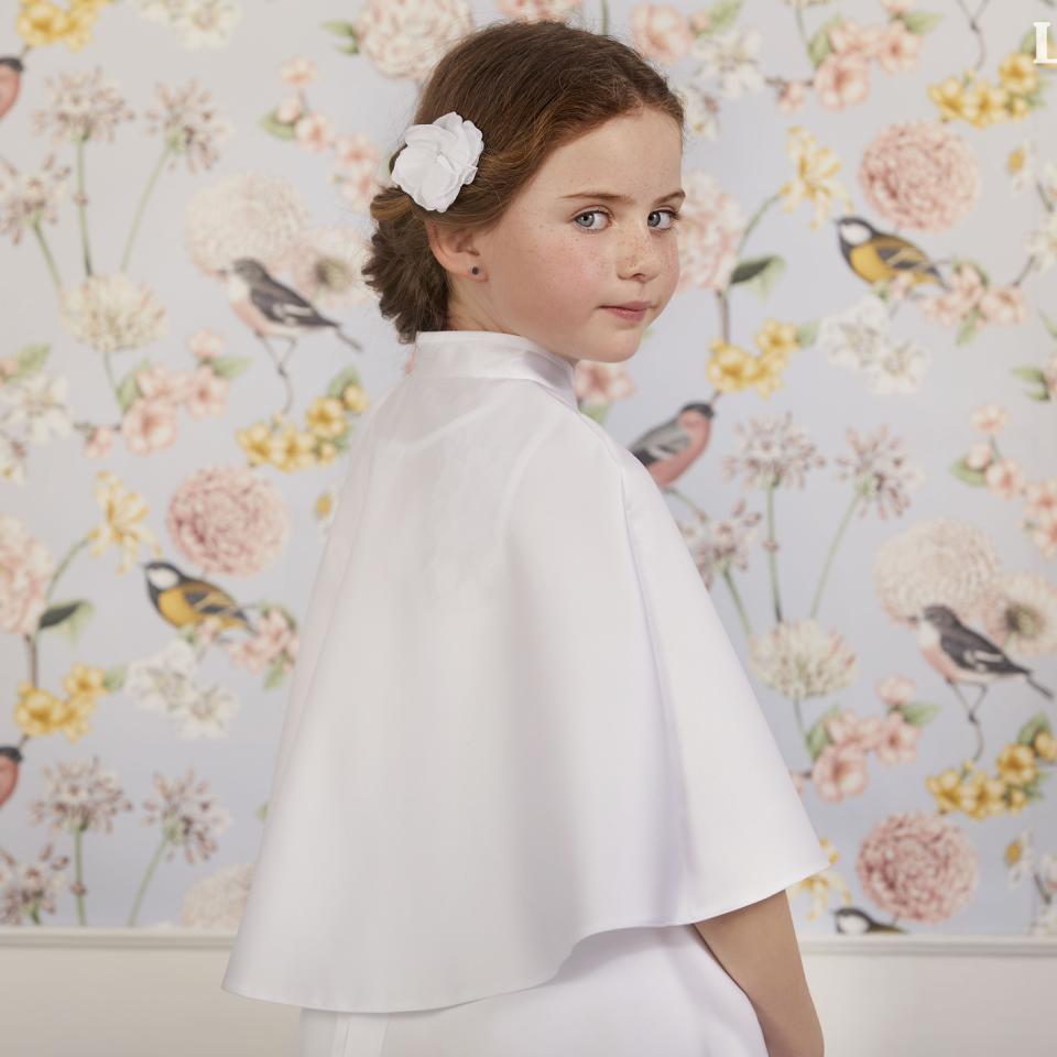Kommunioncape aus Satin mit stehkragen